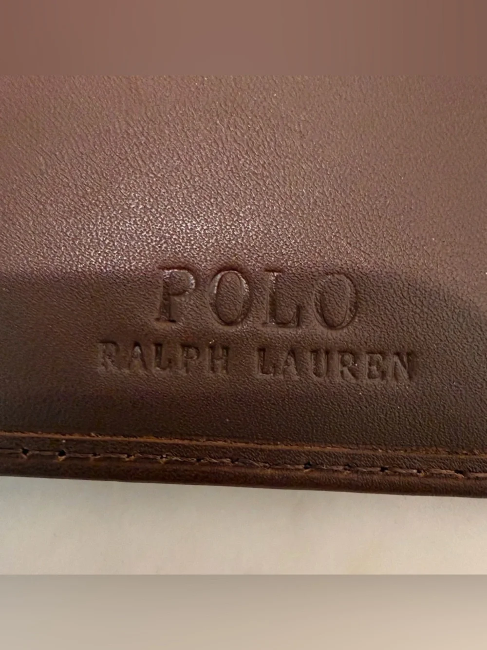 NEW Polo Ralph Lauren COASTAL BEAR Leather Slim Card Case Wallet - BROWN